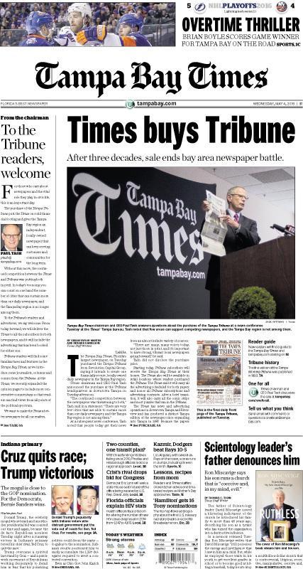 Dear Tampa Tribune: many will miss you