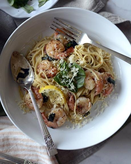 30 minute lemon shrimp pasta