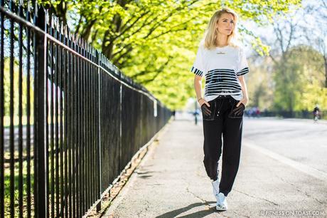 Faya Nilsson of Fitness On Toast in collaboration with Selfridges for 'The Body Studio'; Wandering through Regent's Park on a sunny spring day in her Adidas and Monreal outfit
