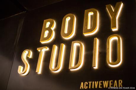 Faya Nilsson of Fitness On Toast in collaboration with Selfridges for 'The Body Studio'; The iconic sign at the entrance to the space!