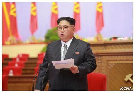 Kim Jong Un delivers the opening speech during the first day of the 7th Congress of the Workers' Party of Korea on May 6, 2016 (Photo: KCNA).