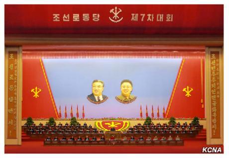 View of the 7th Party Congress platform during the second day of the Party Congress on May 7, 2016 (Photo: KCNA).