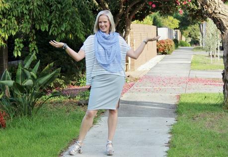 grey and a blue scarf