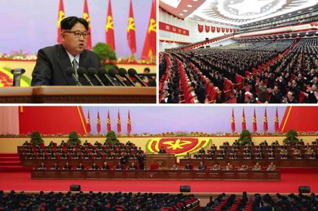 Third Day of the 7th Party Congress Kim Jong Un speaks during the third day of the 7th Party Congress at April 25 House of Culture on May 8, 2016 (Photos: Rodong Sinmun-KCNA).