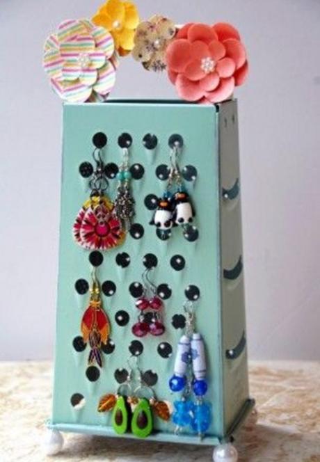 Cheese Grater Transformed Into a Earring Holder