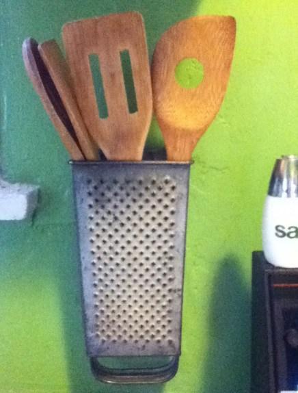 Cheese Grater Transformed Into a Kitchen Utensil Holder