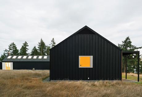 Exterior of Orcas Island house with courtyard