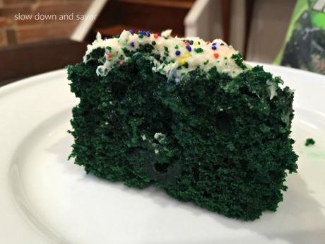 Birthday Crab Cakes & Green Velvet Poke Cake