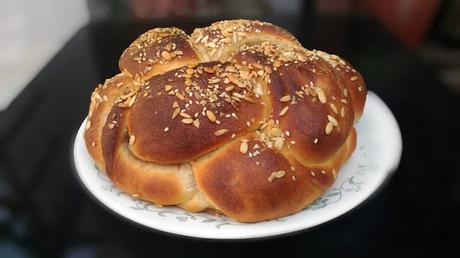 Challah -Apple Cinnamon Walnuts and Raisin filled 4 braided Challah Bread