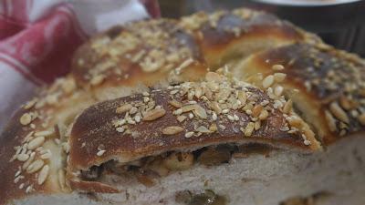 Challah -Apple Cinnamon Walnuts and Raisin filled 4 braided Challah Bread