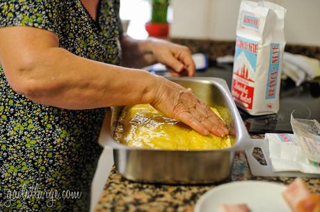 my mother-in-law making bola de carne