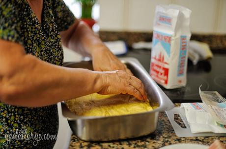 my mother-in-law making bola de carne