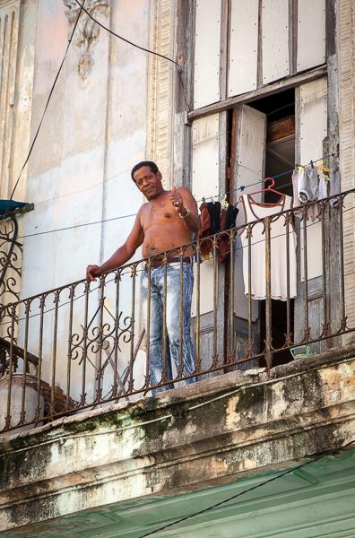 Man on balcony, Havana, Cuba