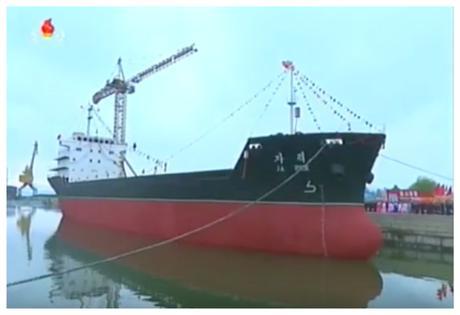 Cargo Ship Launched (Photo: Korean Central TV)