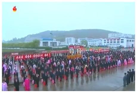 Cargo Ship Launched View of participants attending a launch ceremony for a new cargo ship Jaryok at Ryongnam Dockyard in Namp'o on May 15, 2016 (Photo: Korean Central TV).