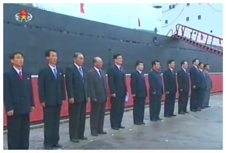 Cargo Ship Launched View of WPK and DPRK Government officials attending a May 15, 2016 launch ceremony for a new cargo vessel (Photo: Korean Central TV).