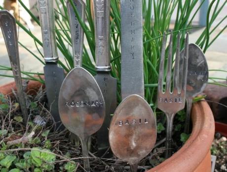Cutlery Transformed Into Herb Labels