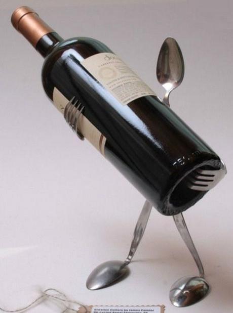 Cutlery Transformed Into a Bottle Holder