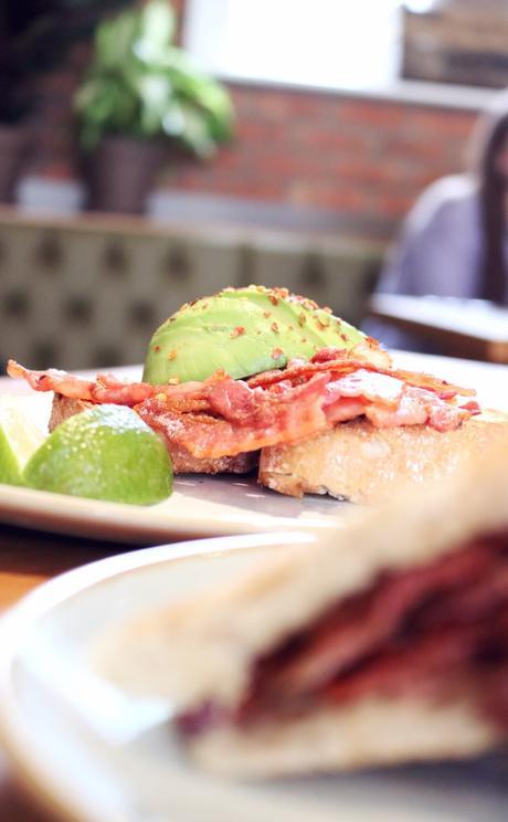 Avocado and Bacon on Toast at Olive and Bean, Newcastle.