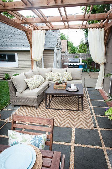 Beautiful backyard living space courtesy of Brooklyn Limestone: 