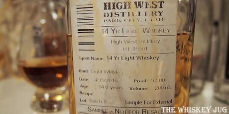 High West 14 Year Old Light Whiskey Label