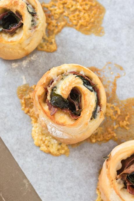 Salami, Spinach and Cheese Scrolls