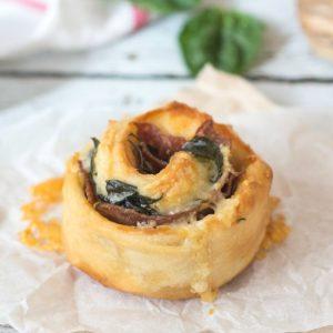 Salami, Spinach and Cheese Scrolls