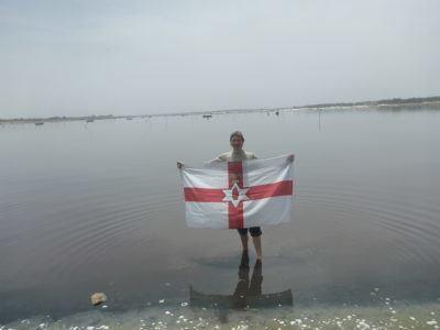 Visting A Pink Lake! : My Trip to Lac Rose in Senegal Northern Ireland flag at Lac Rose