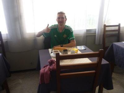 Staying at Hotel Baraka in Downtown Dakar, Senegal In the bar for breakfast