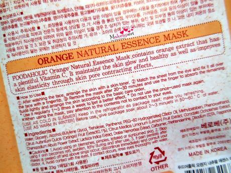 Foodaholic 3D Orange Natural Essence Mask Review