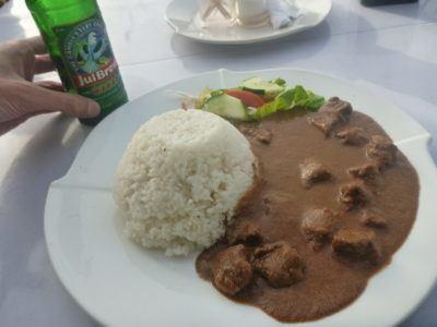 Staying at the Banana Lodge Apartments in Brufut Village, The Gambia Domodah at Chosaan Restaurant