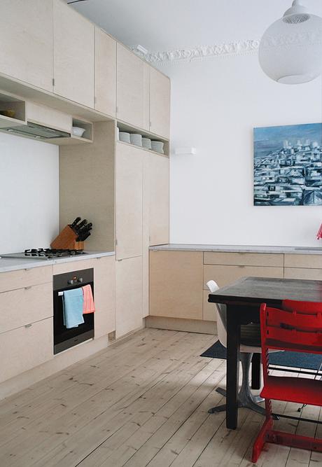 Oslo kitchen with Ikea cabinets under marble countertops