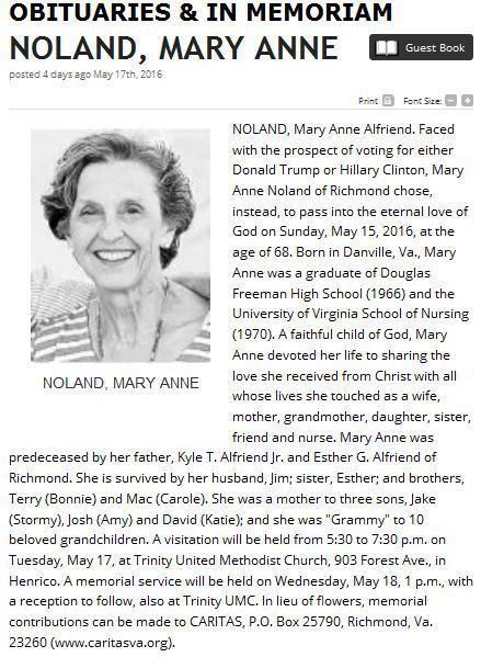 Mary Anne Noland obit