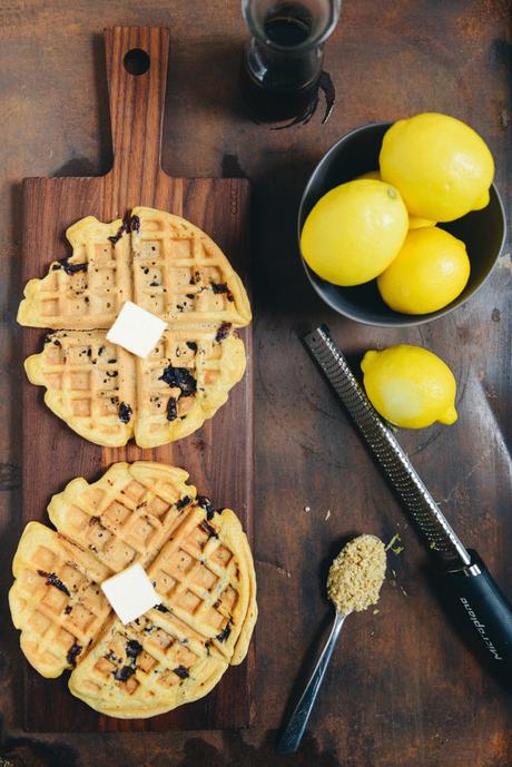 Lemon Blueberry Quinoa Waffles // www.WithTheGrains.com