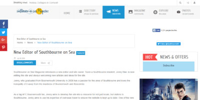 Interview with 83 Year Old Blogger Ron Hands in Southbourne, Dorset, England: Author of ‘Growing Up With War’ Jonny Blair editor of Bournemouth online magazine