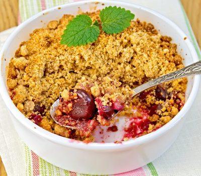 Paleo Dessert Recipes: Warm Cherry Crumble Featured Image