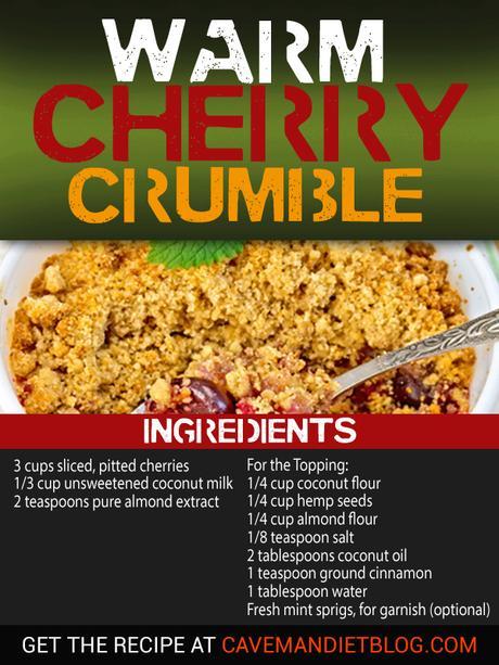 paleo dessert recipes cherry crumble image with ingredients