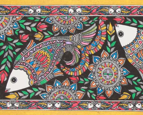 Mithila Paintings- Unique Art of Painting is done with fingers, twigs, brushes, nib-pens, and matchsticks.