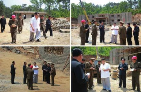 Kim Jong Un tours the construction site of a medical oxygen factory (Photos: Rodong Sinmun-KCNA).