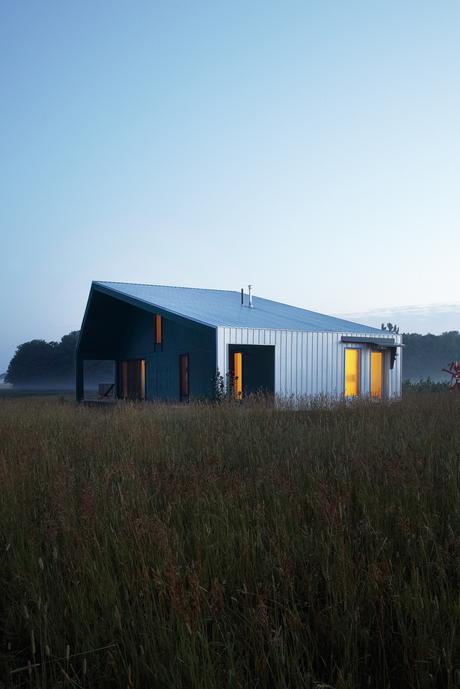 Sustainable home with galvanized steel shed roof and siding 