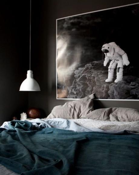 Astronaut Space Photography In Moody Bedroom