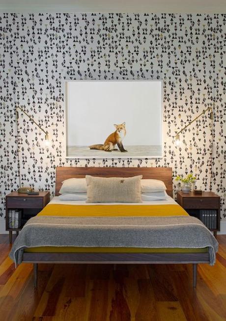 Fox Photo Over the Bed in Modern Bedroom