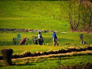 playing golf