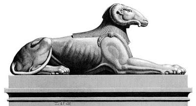 Giza plateau 20,000 BC - ancient Sphinx not a lion - Goat statue of God Khnum
