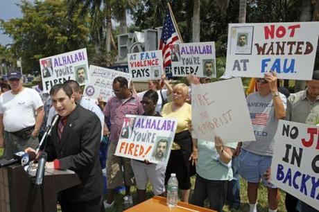 Protest at FAU against Al Halabi, April 14, 2011.