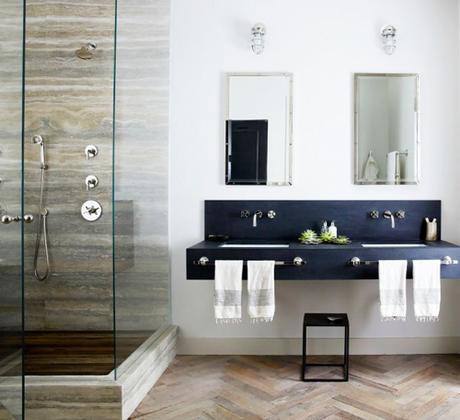 New York Apartment With Black Wall Mounted Trough Sink