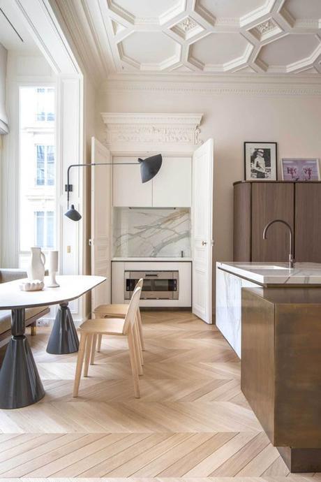 Paris Kitchen With Pale Wood And Marble