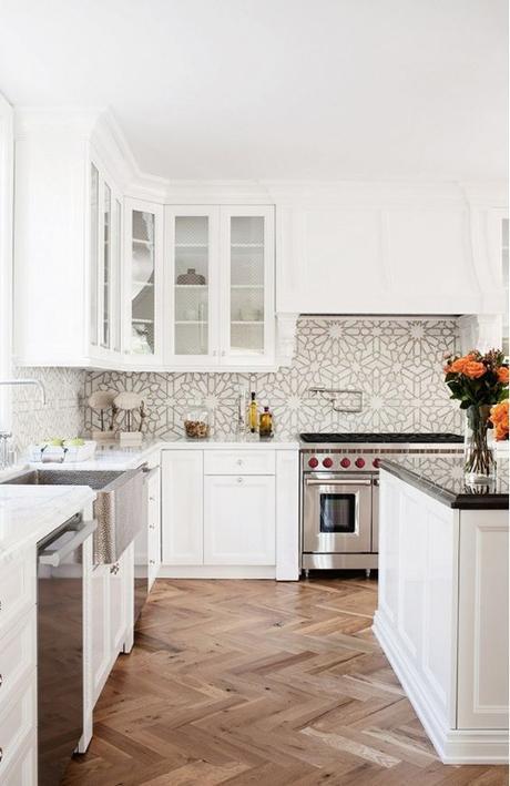 White Kitchen With Moroccan Style Tile Backsplash