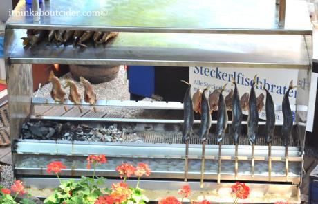 Fish on a stick anyone? A snack vendor at Kloster Andechs