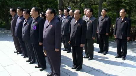 DPRK Foreign Minister and WPK Political Bureau Alternate [candidate] Member Ri Yong Ho lines up with other membersof the central leadership during a floral wreath laying ceremony on May 31, 2016 (Photo: DPRK Media).